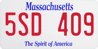 MA license plate 5SD409