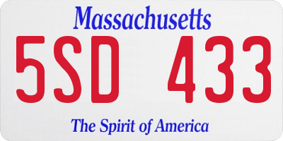 MA license plate 5SD433