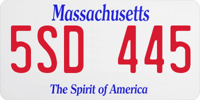 MA license plate 5SD445