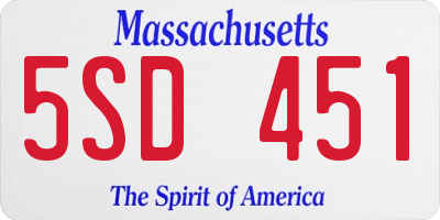 MA license plate 5SD451