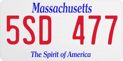 MA license plate 5SD477
