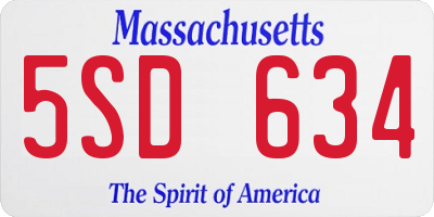 MA license plate 5SD634