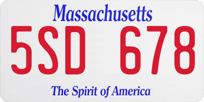 MA license plate 5SD678