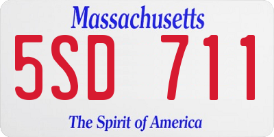 MA license plate 5SD711