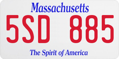 MA license plate 5SD885