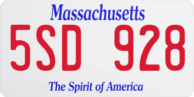 MA license plate 5SD928
