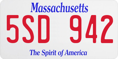 MA license plate 5SD942