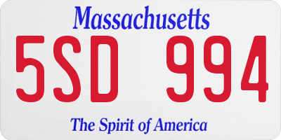 MA license plate 5SD994