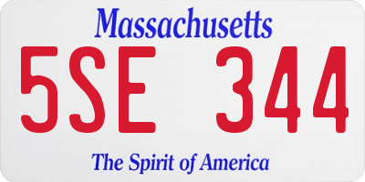 MA license plate 5SE344
