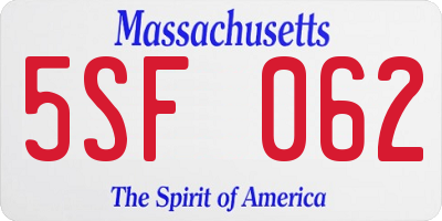 MA license plate 5SF062