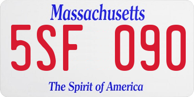 MA license plate 5SF090