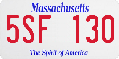 MA license plate 5SF130