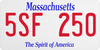 MA license plate 5SF250