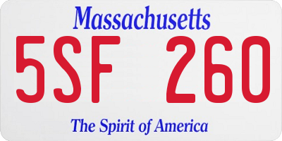 MA license plate 5SF260