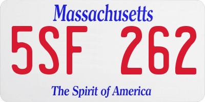 MA license plate 5SF262