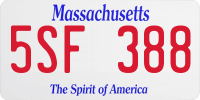 MA license plate 5SF388