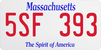 MA license plate 5SF393