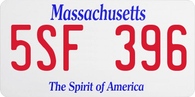 MA license plate 5SF396