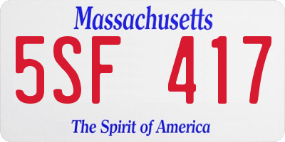 MA license plate 5SF417
