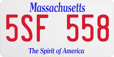 MA license plate 5SF558