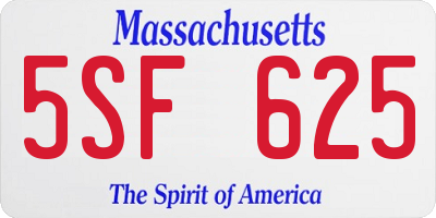 MA license plate 5SF625