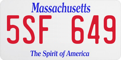 MA license plate 5SF649