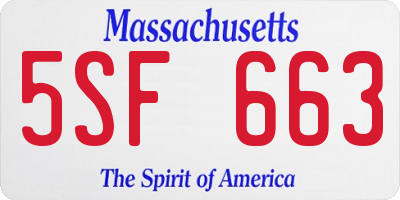 MA license plate 5SF663
