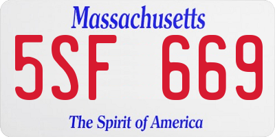MA license plate 5SF669