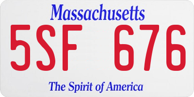 MA license plate 5SF676