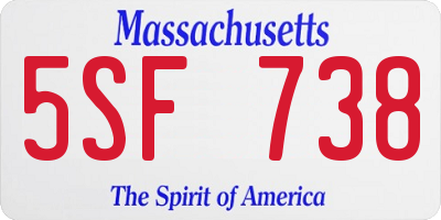 MA license plate 5SF738