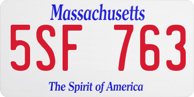 MA license plate 5SF763