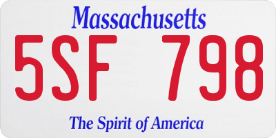 MA license plate 5SF798
