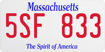 MA license plate 5SF833