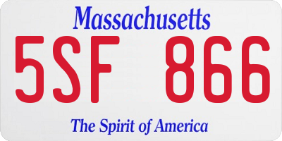 MA license plate 5SF866