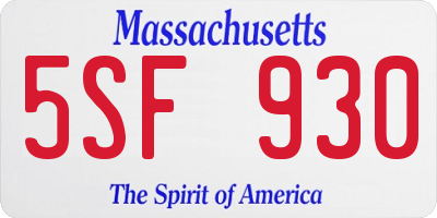 MA license plate 5SF930