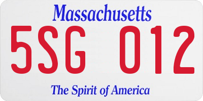 MA license plate 5SG012