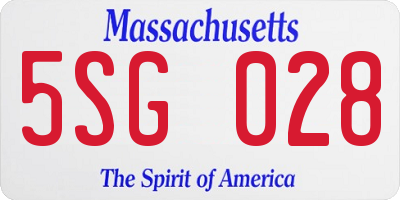 MA license plate 5SG028