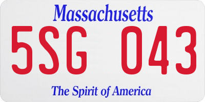 MA license plate 5SG043