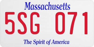 MA license plate 5SG071