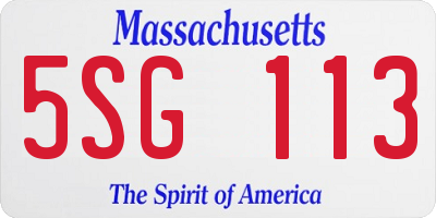 MA license plate 5SG113