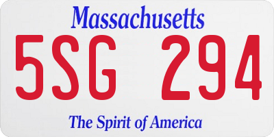 MA license plate 5SG294