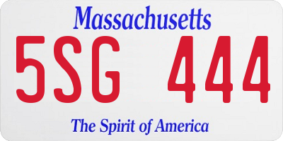 MA license plate 5SG444