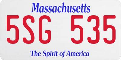 MA license plate 5SG535