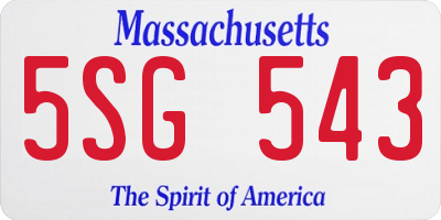 MA license plate 5SG543