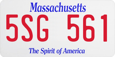 MA license plate 5SG561