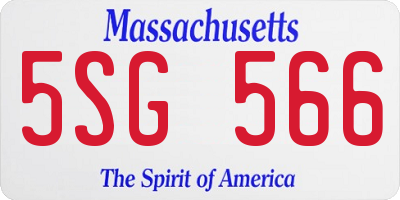 MA license plate 5SG566