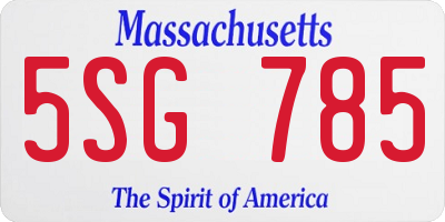 MA license plate 5SG785