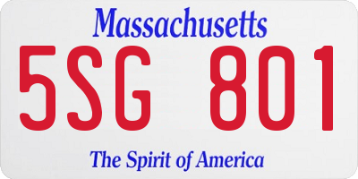 MA license plate 5SG801