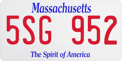 MA license plate 5SG952