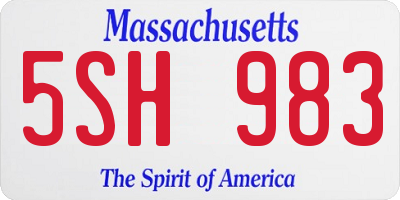 MA license plate 5SH983
